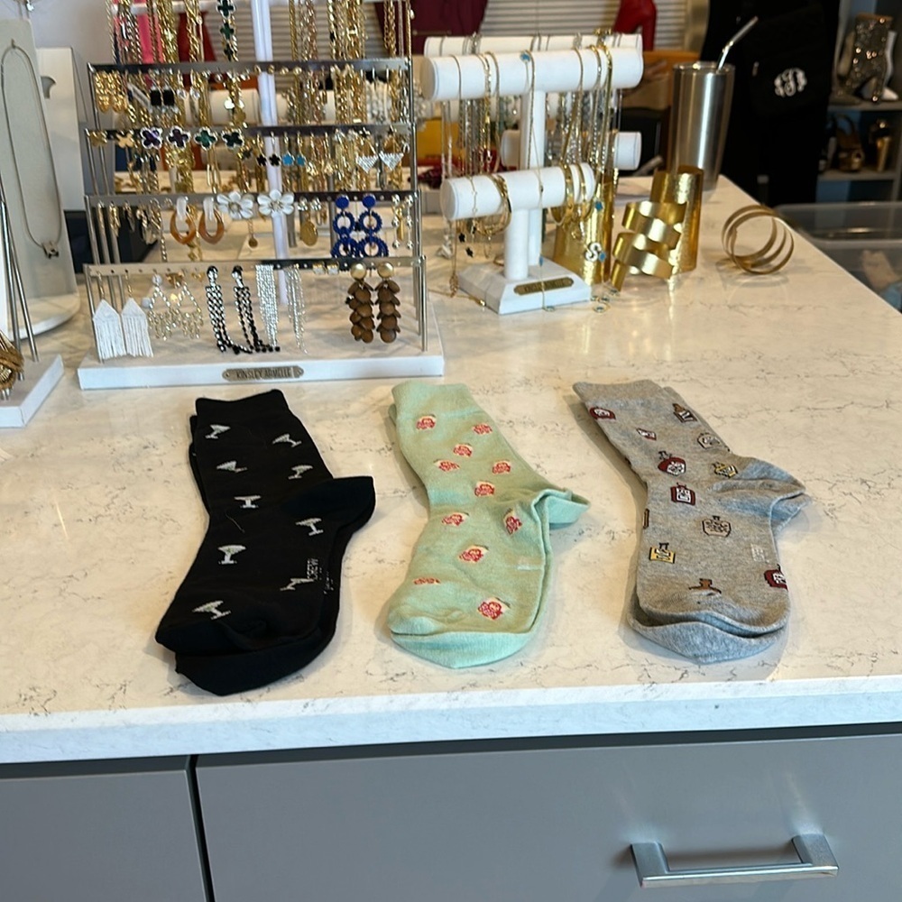 J Crew 3 pack Party drinks socks